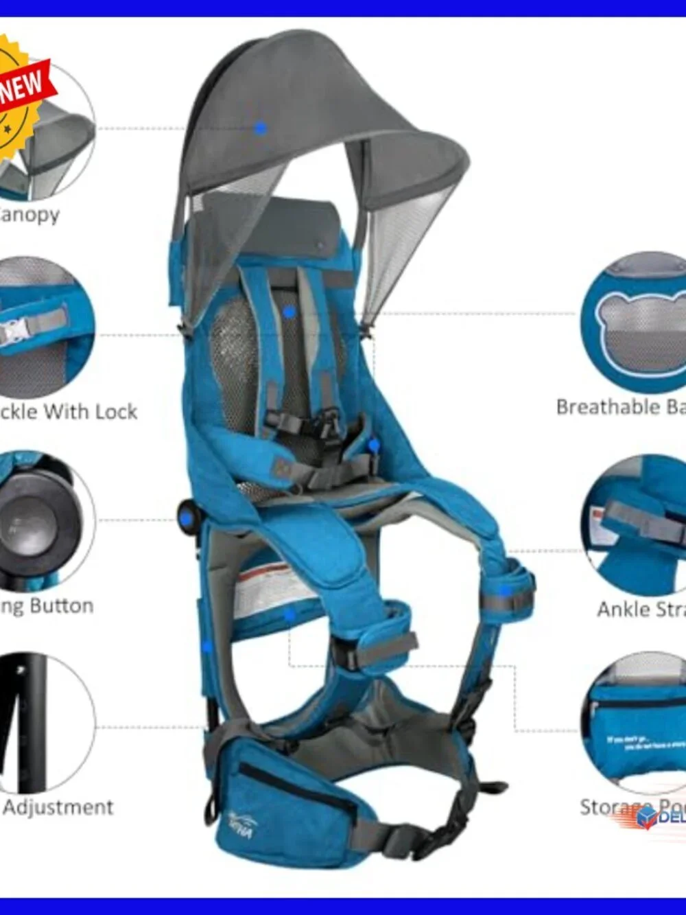 Lightweight Toddler Hiking Backpack Carrier with Sun Shade, Foldable Frame